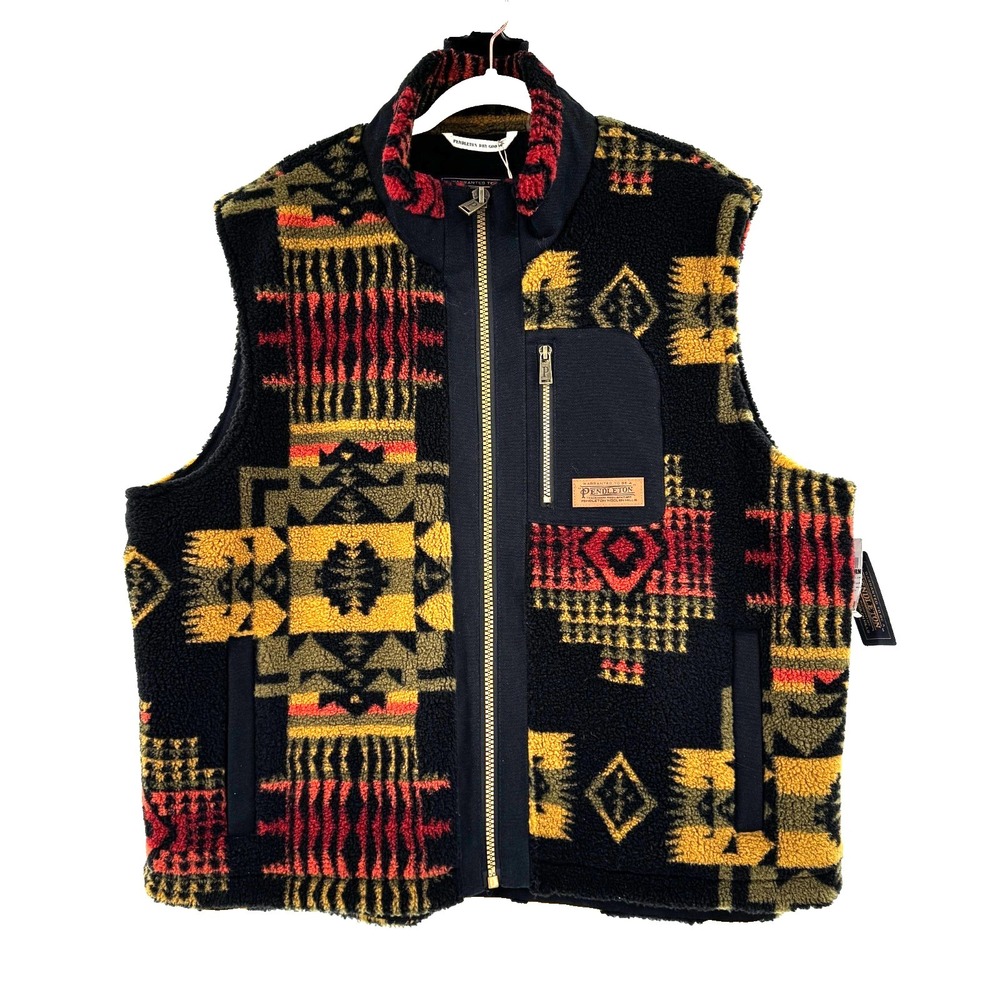 Pendleton Ridgeline Berber Fleece Aztec Vest Men's Large Western Yellowstone NEW